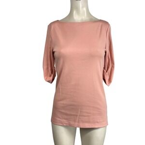 Lauren Ralph Lauren Women's Rose Tan Boat Neck 3/4 Sleeve Top Size S